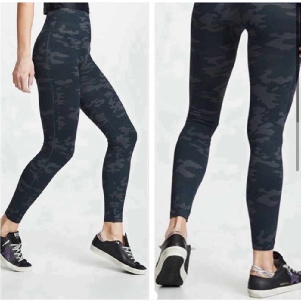 SPANX Look at Me Now Seamless High Rise Crop Leggings Green Blue Camo Medium